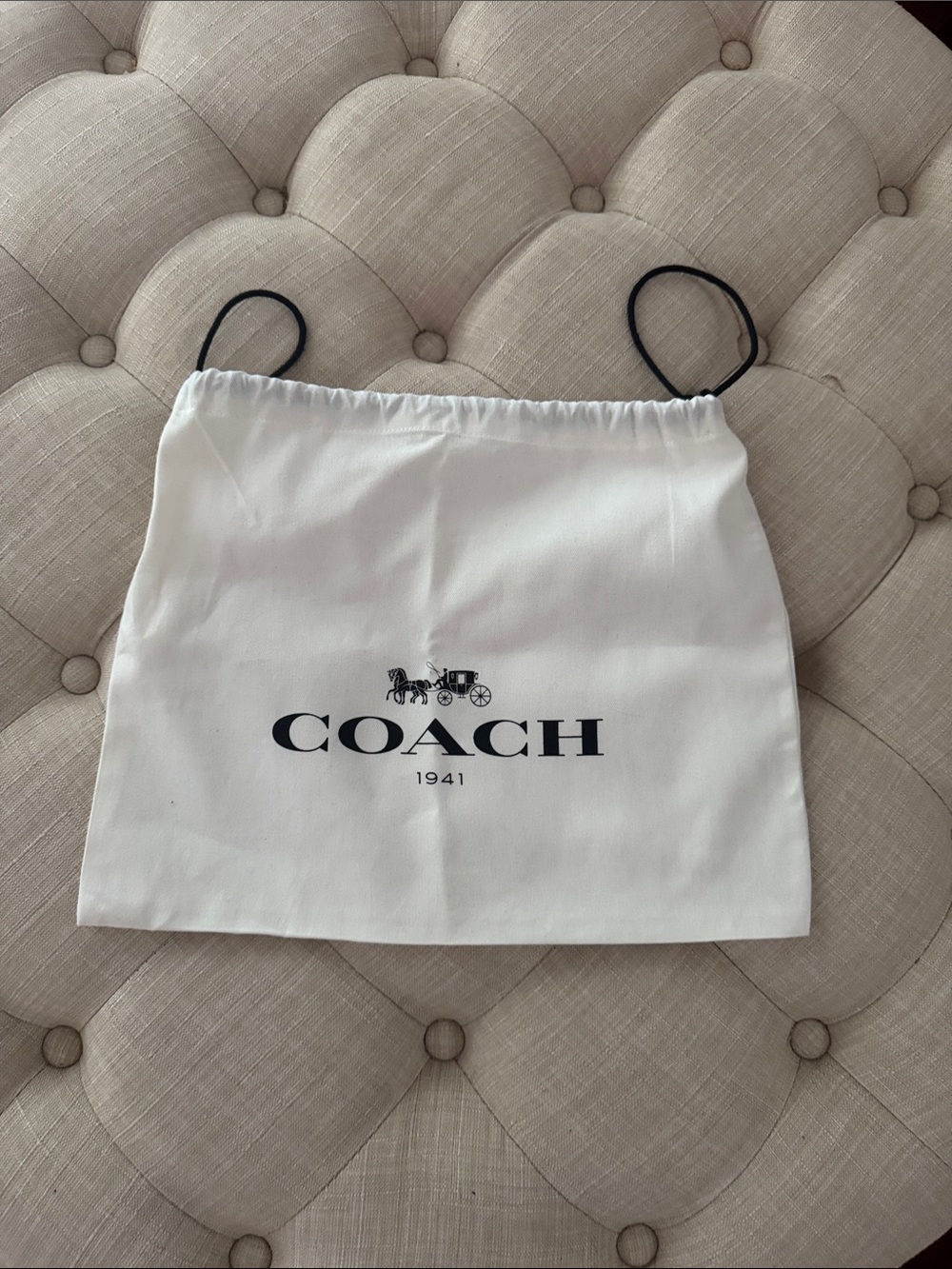 Coach 1941 cotton White Dust Bag with Black Logo NWOT